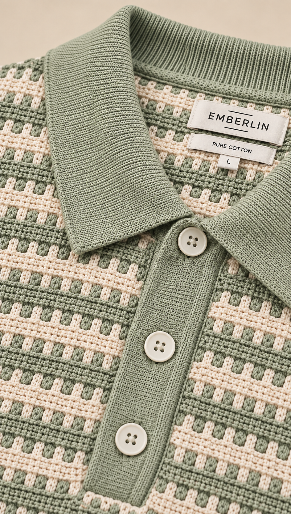 Textured Knit Polo | Sage Green - Image 2