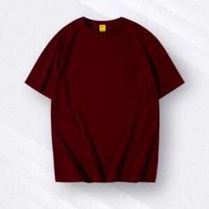 Ribbed Drop Shoulder Tee | Marooon